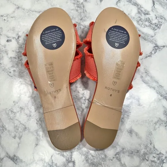 Rothy's The Knot Sandal Coral Cantaloupe Fringe Vegan Knit Slide Sandals