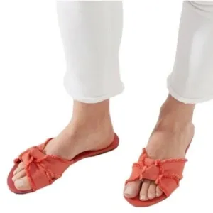 Rothy's The Knot Sandal Coral Cantaloupe Fringe Vegan Knit Slide Sandals