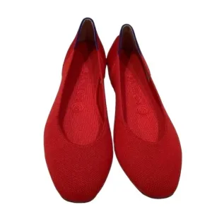 Rothy's The Square Cardinal Red Knit Fabric Ballet Flats Retired Pattern, Sz 8W