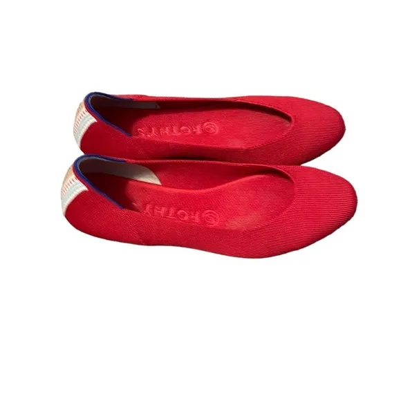 Rothy's The Square Cardinal Red Knit Fabric Ballet Flats Retired Pattern, Sz 8W