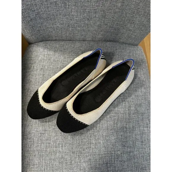 Rothy’s The Square flats in tuxedo 6.5