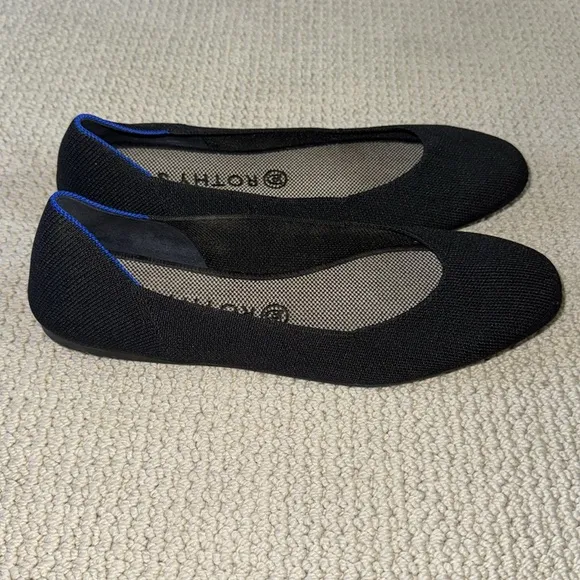 Rothy’s The Square Toe Flats Black Size 10.5