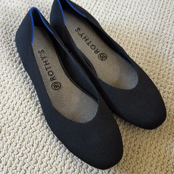 Rothy’s The Square Toe Flats Black Size 10.5