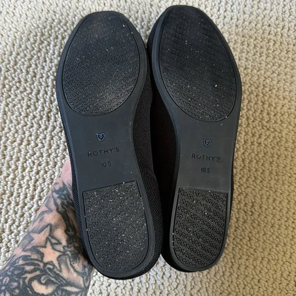Rothy’s The Square Toe Flats Black Size 10.5