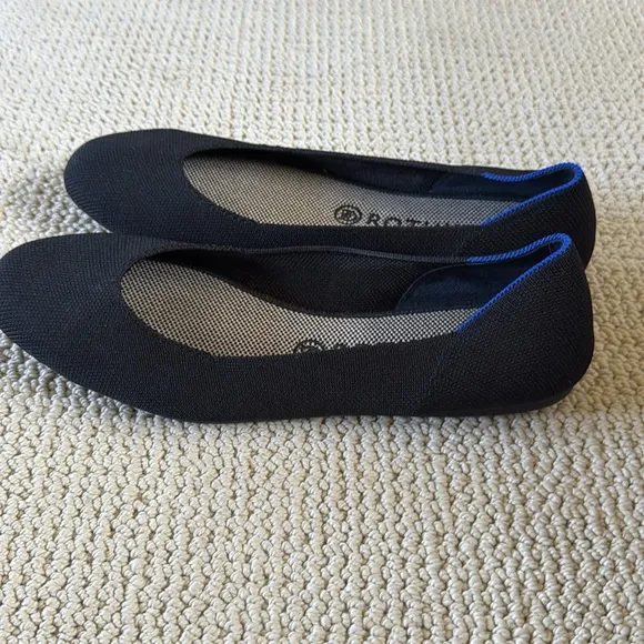 Rothy’s The Square Toe Flats Black Size 10.5