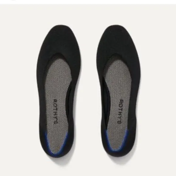 Rothy’s The Square Toe Flats Black Size 10.5