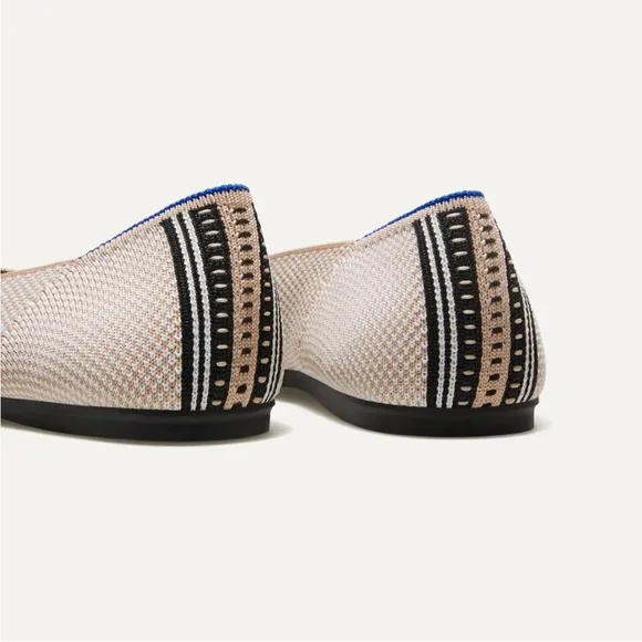 ROTHY'S The Square Tor Flats in Tuxedo Tan White Black Size 6