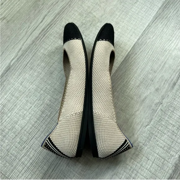 ROTHY'S The Square Tor Flats in Tuxedo Tan White Black Size 6