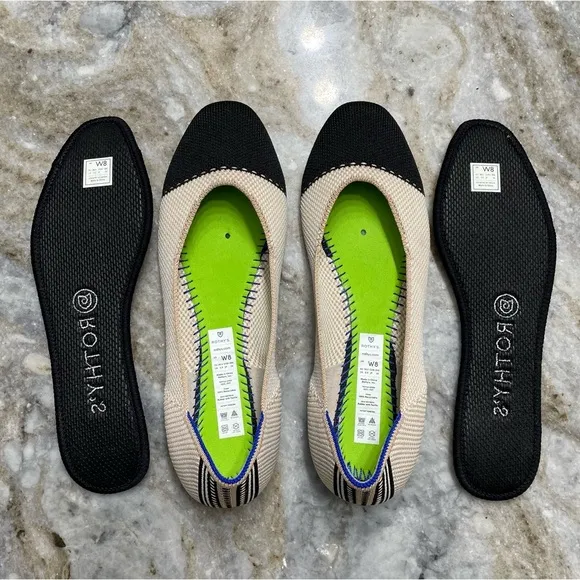 ROTHY’S THE SQUARE TUXEDO Flats Women’s 8