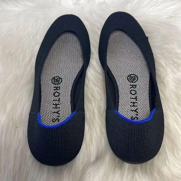 Rothy's The Square Black Flats Sz 7