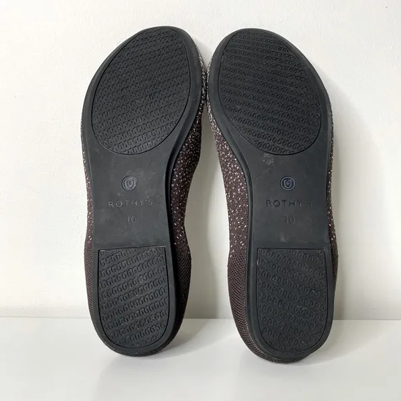 Rothy's Twilight Metallic Ombre Loafers Sz 10 Brown Silver Minimalist Flats