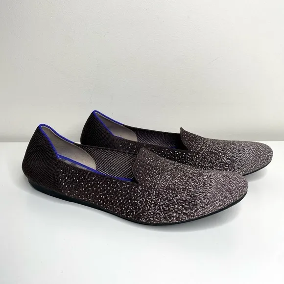 Rothy's Twilight Metallic Ombre Loafers Sz 10 Brown Silver Minimalist Flats