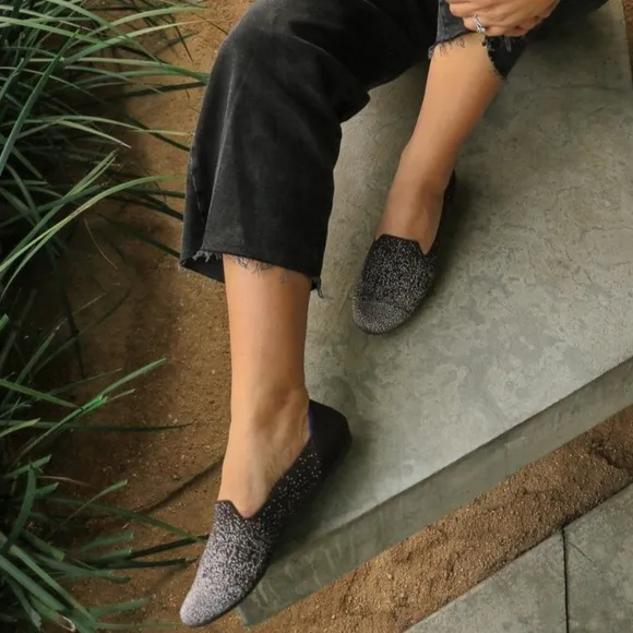 Rothy's Twilight Metallic Ombre Loafers Sz 10 Brown Silver Minimalist Flats