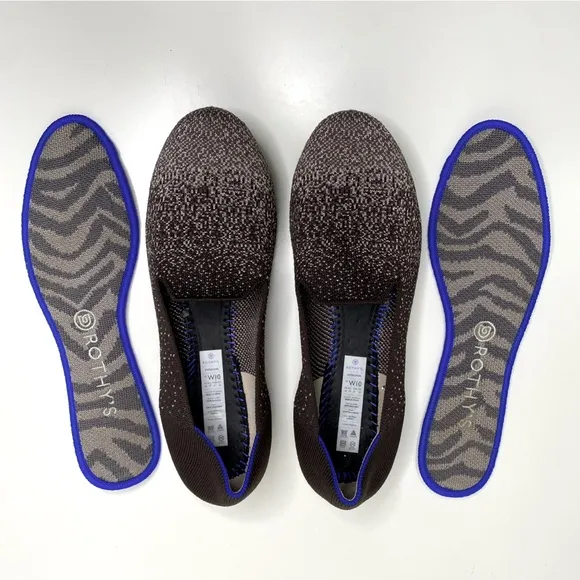 Rothy's Twilight Metallic Ombre Loafers Sz 10 Brown Silver Minimalist Flats