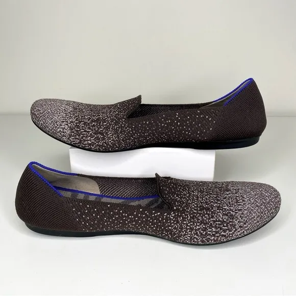 Rothy's Twilight Metallic Ombre Loafers Sz 10 Brown Silver Minimalist Flats