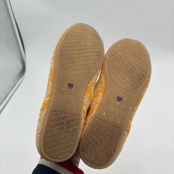 Rothy’s Women’s 6 Yellow White Square Toe Daisy Slip On Flats Retired