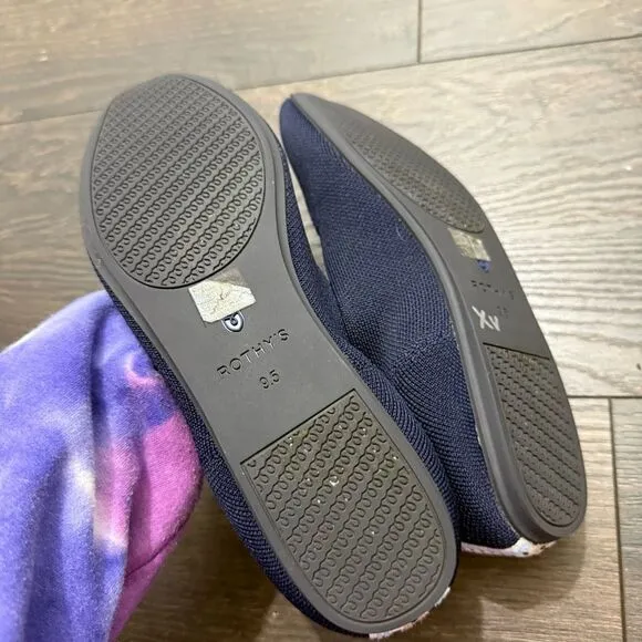Rothy’s Women’s 9.5 Navy with Stripe Square Flats