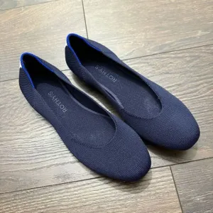 Rothy’s Women’s 9.5 Navy with Stripe Square Flats