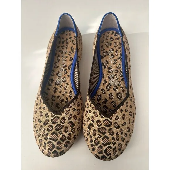Rothy's Women's Round Toe Knit Ballet Flats Leopard Animal Print  size 8.5