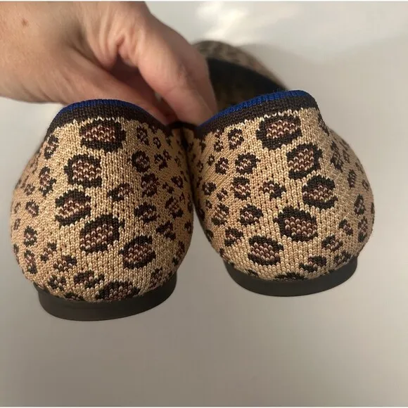 Rothy's Women's Round Toe Knit Ballet Flats Leopard Animal Print  size 8.5