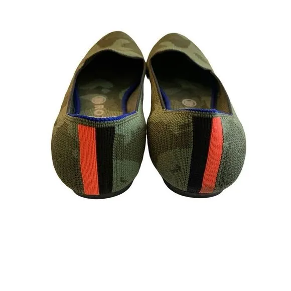 Rothy's round toe green camo flats shoes women's size 10