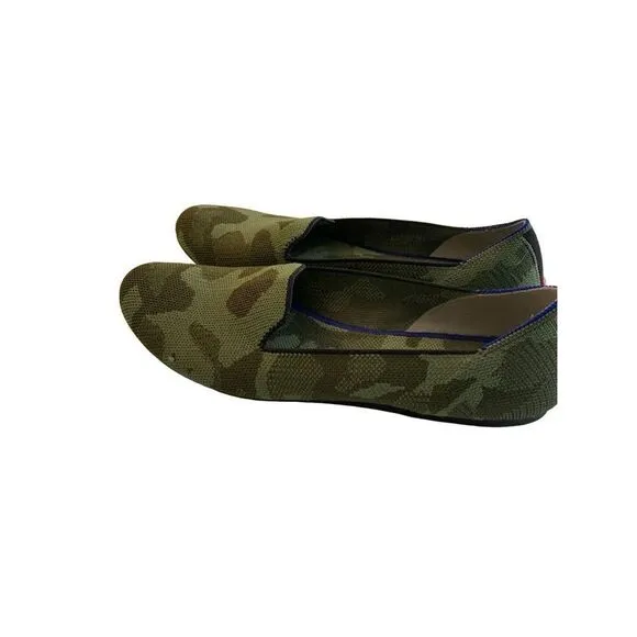 Rothy's round toe green camo flats shoes women's size 10