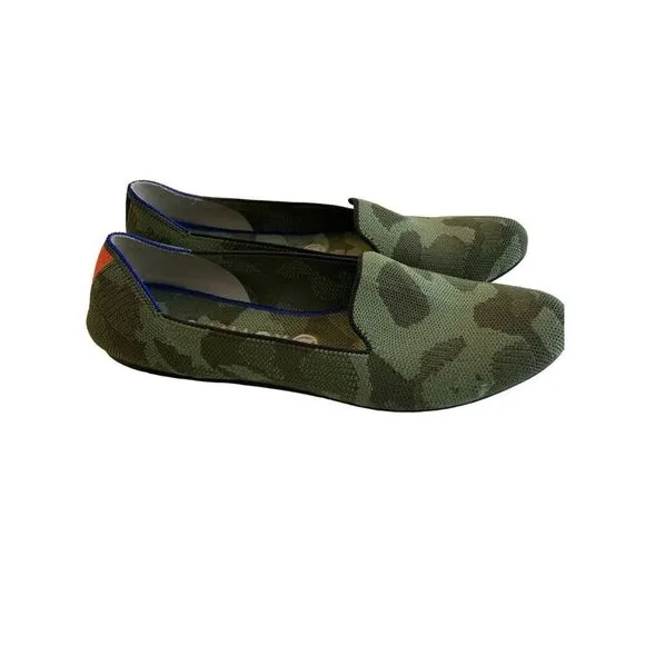 Rothy's round toe green camo flats shoes women's size 10