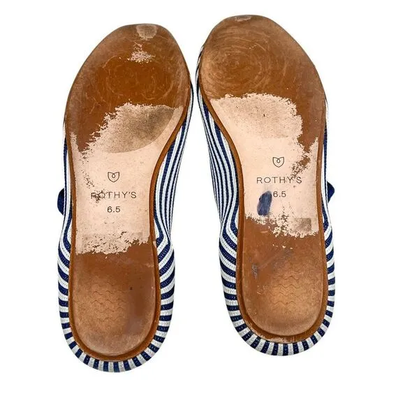Rothy’s The Square Mary Jane Sailor Pin Stripe Flats Size 6.5 Women’s Authentic
