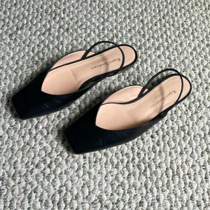 Rupert Sanderson Slingback Black Leather Square Toe Flats