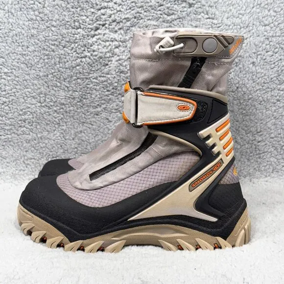 Salomon Snow Pro Womens Size 6.5 Snow Boots Gray Black Beige Contagrip Vintage