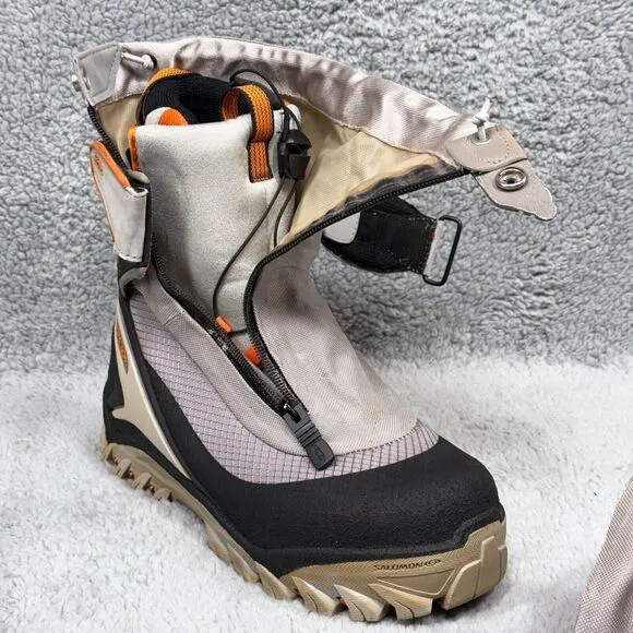 Salomon Snow Pro Womens Size 6.5 Snow Boots Gray Black Beige Contagrip Vintage