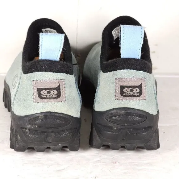 Salomon Women's VTG US7 Baby Blue Suede Contagrip Slip On SnowClog Hiking Boots