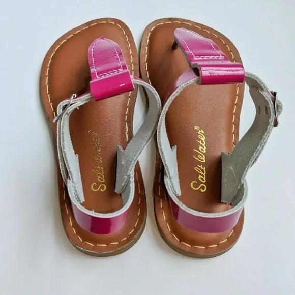 Salt Water 13 Girls Pink Thong Sandals Magenta Patent Leather