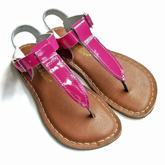 Salt Water 13 Girls Pink Thong Sandals Magenta Patent Leather