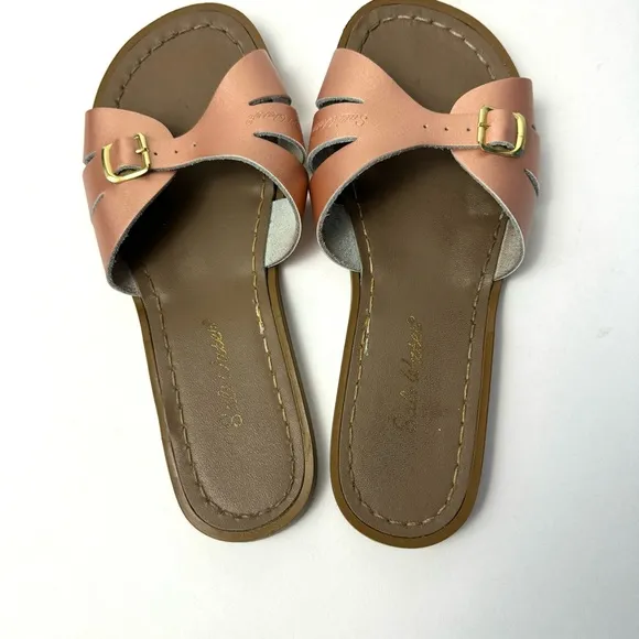 Salt Water Hoy Sandals Rose Gold Slide Sandals Women’s Size 8 Leather
