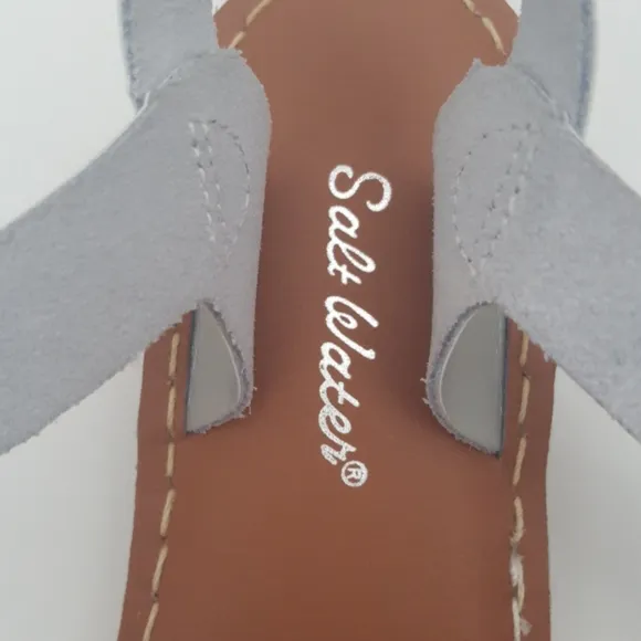 Salt Water Hoy silver leather thong slingback sandals big kids women