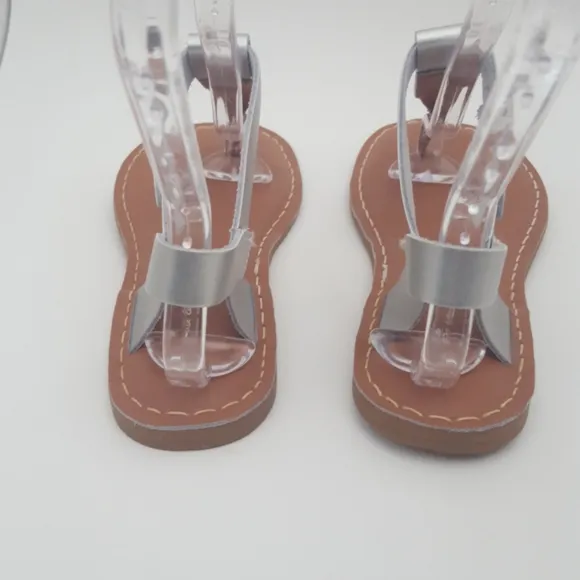 Salt Water Hoy silver leather thong slingback sandals big kids women
