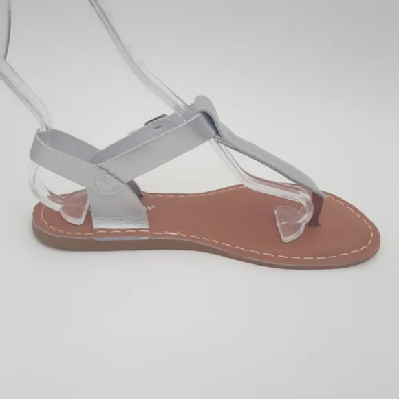 Salt Water Hoy silver leather thong slingback sandals big kids women