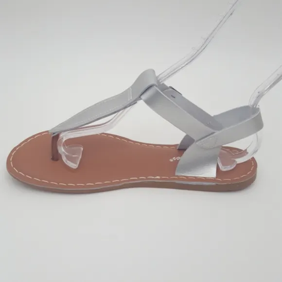 Salt Water Hoy silver leather thong slingback sandals big kids women