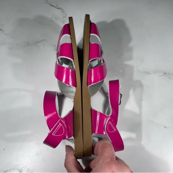 Salt Water Sandal by Hoy The Original Shiny Fuchsia Pink Patent Leather Sandals
