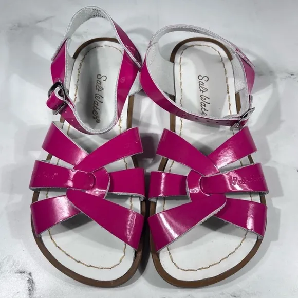 Salt Water Sandal by Hoy The Original Shiny Fuchsia Pink Patent Leather Sandals