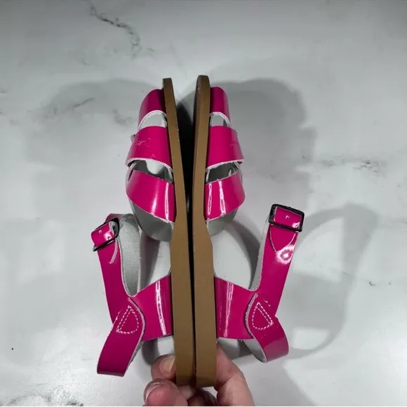 Salt Water Sandal by Hoy The Original Shiny Fuchsia Pink Patent Leather Sandals