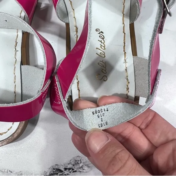 Salt Water Sandal by Hoy The Original Shiny Fuchsia Pink Patent Leather Sandals