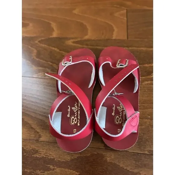 Salt Water Sandals Little Girl Size 13 Hoy Shoe Surfer Patent Red NEW