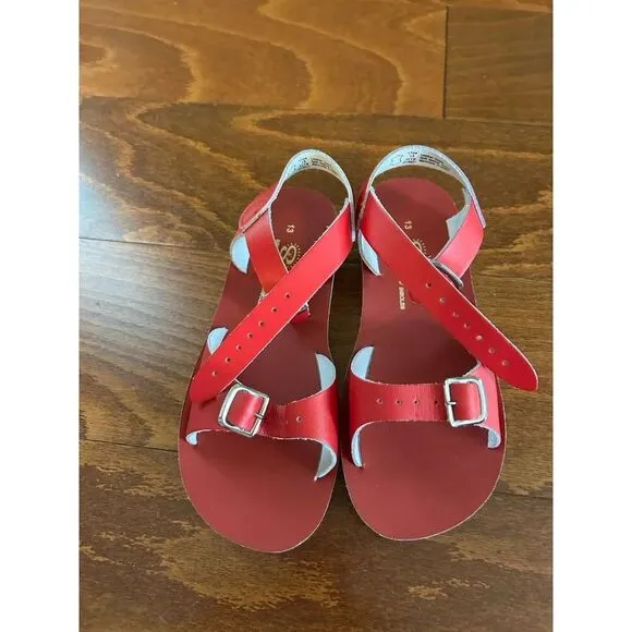 Salt Water Sandals Little Girl Size 13 Hoy Shoe Surfer Patent Red NEW