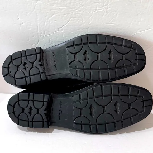Salvatore Ferragamo Black Leather Loafers Mens 8.5 D Gancini Bit Italy Classic