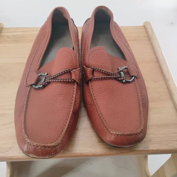 Salvatore Ferragamo Men's Front Gancini Leather Loafer Tan 8 E