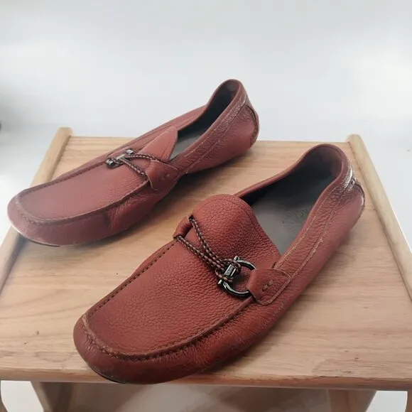 Salvatore Ferragamo Men's Front Gancini Leather Loafer Tan 8 E