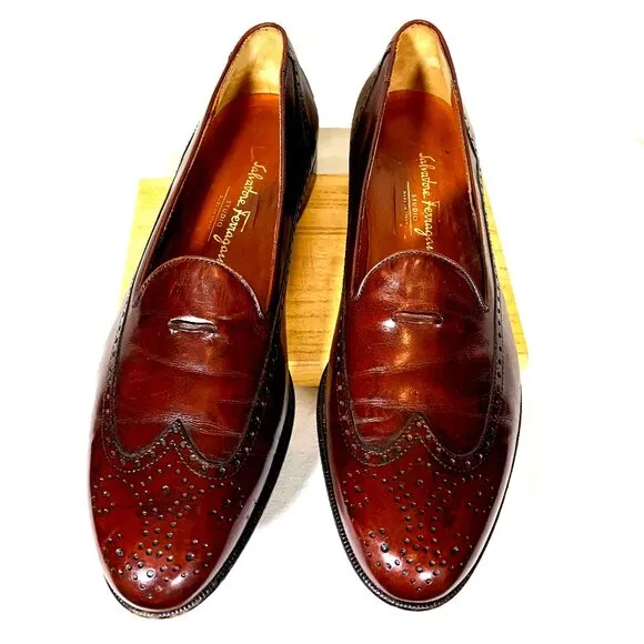 Salvatore Ferragamo Wing Tip Oxford Loafers