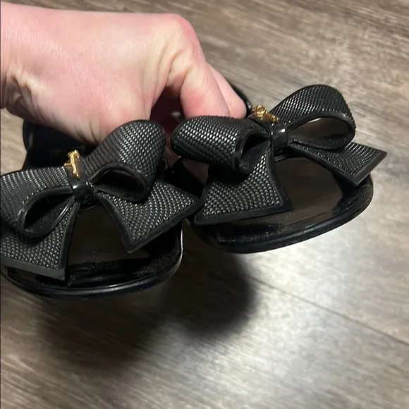 Salvatore Ferragamo Women's Black Peep Toe jelly Flats